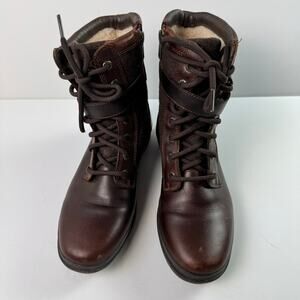 UGG Kesey Waterproof Combat Boots Women’s 7 Brown Leather Wool Lined Outdoor